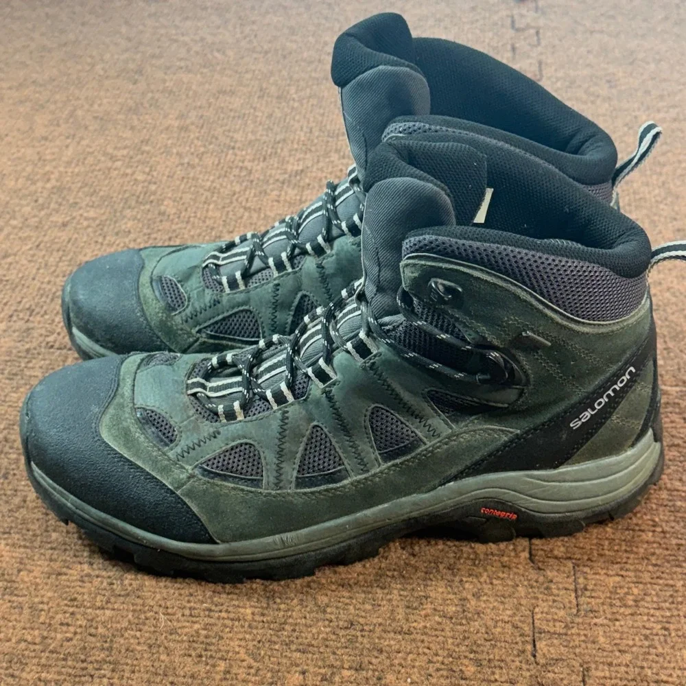 Salomon X Ultra Mid Hiking Boots Mens 11.5 Green Black 390409 Contagrip Trekking